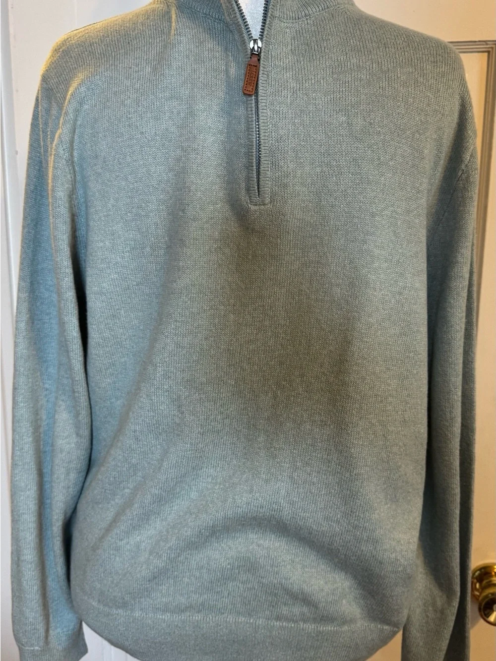 J. Crew Men's quarter Zip Sweater in Sage Green large like new